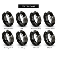 font options for inside engraving on black & grey jupiter rings