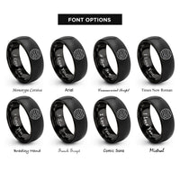 font options for inside engraving on black jupiter rings