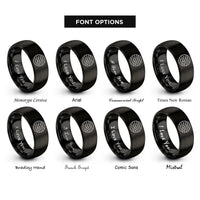 font options for inside engraving on black jupiter rings