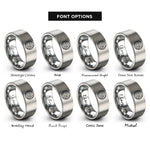 font options for inside engraving on grey jupiter rings