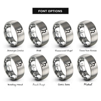 font options for inside engraving on gray jupiter rings