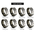 font options for inside engraving on gunmetal & silver jupiter rings