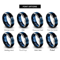 font options for inside engraving on blue & gray justice rings