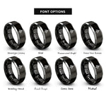 font options for inside engraving on black & silver justice torch scales rings