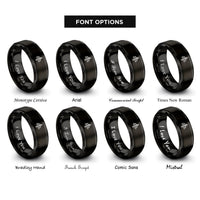 font options for inside engraving on black justice torch scales rings