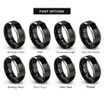 font options for inside engraving on black & grey k9 handler rings