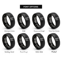 font options for inside engraving on black k9 handler rings