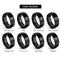 font options for inside engraving on black k9 handler rings