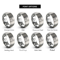 font options for inside engraving on gray k9 handler rings