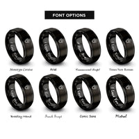 font options for inside engraving on black k9 paw badge rings