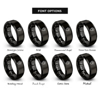 font options for inside engraving on black k9 paw badge rings