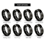 font options for inside engraving on black & grey k9 paw print rings