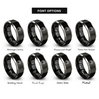 font options for inside engraving on black & grey k9 paw print rings
