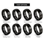 font options for inside engraving on black k9 paw print rings