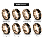 font options for inside engraving on black & rose gold kaaba silhouette rings