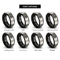 font options for inside engraving on black & silver kabbalah life rings