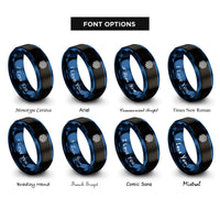 font options for inside engraving on black & blue kagome lattice rings