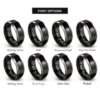 font options for inside engraving on black & grey kagome lattice rings