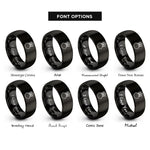 font options for inside engraving on black kalash pot rings