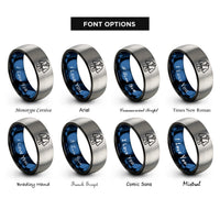 font options for inside engraving on black & blue & gray karate gi rings