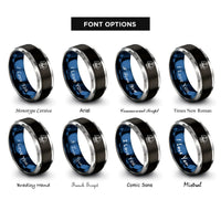 font options for inside engraving on black & blue & silver karate gi rings