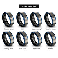font options for inside engraving on black & blue & gray karate gi rings