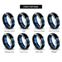 font options for inside engraving on blue & grey karate gi rings