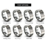 font options for inside engraving on gray karate kanji circle rings