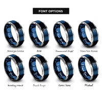 font options for inside engraving on blue & gray karate punch rings