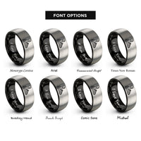 font options for inside engraving on black & silver kart racer rings
