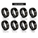 font options for inside engraving on black kathi roll rings