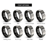 font options for inside engraving on black & silver kawaii cat rings