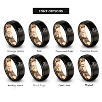 font options for inside engraving on black & rose gold kawaii cat rings