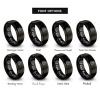 font options for inside engraving on black kawaii pancake stack rings