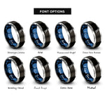 font options for inside engraving on black & blue & gray kayak rings