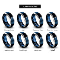 font options for inside engraving on blue & grey kayak rings