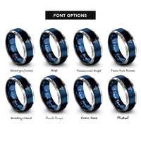 font options for inside engraving on blue & grey kayak rings