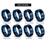 font options for inside engraving on blue kayak rings