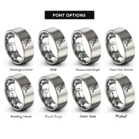 font options for inside engraving on gray kayak rings