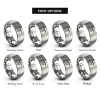font options for inside engraving on gray kayak rings