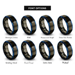 font options for inside engraving on gunmetal & blue kayak rings