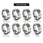 font options for inside engraving on silver kayak paddle wave rings