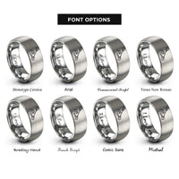 font options for inside engraving on silver kayak paddle wave rings