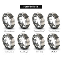 font options for inside engraving on gray kayak paddle wave rings