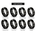 font options for inside engraving on black & grey kayak paddles rings