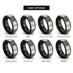 font options for inside engraving on black & gray kayak paddles rings