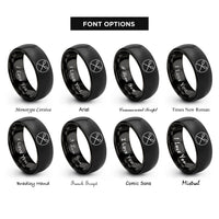 font options for inside engraving on black kayak paddles rings