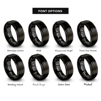 font options for inside engraving on black kayak paddles rings