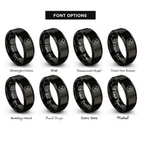 font options for inside engraving on black kayak paddles rings