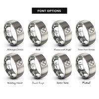 font options for inside engraving on gray kayak paddles rings